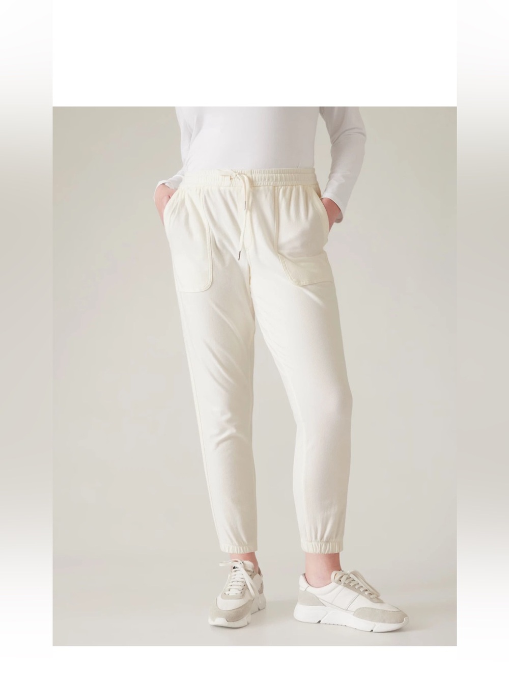 Athleta Cream Drawstring Joggers